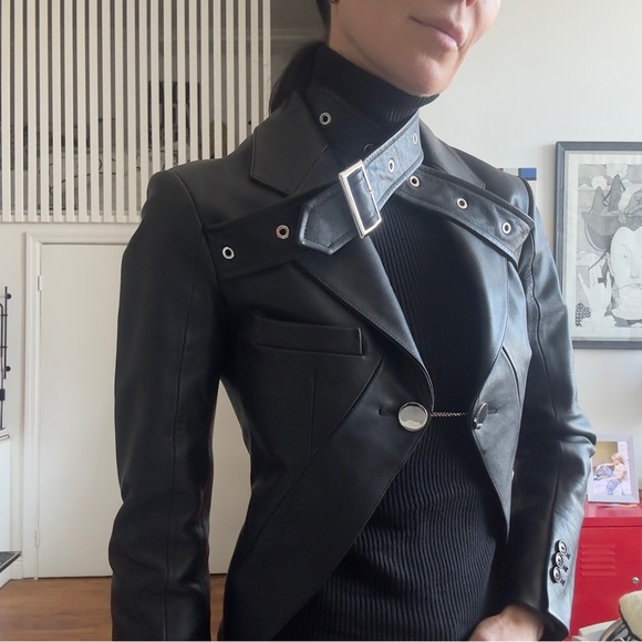 Burberry Black Leather Tuxedo Jacket - Picture 11 of 12